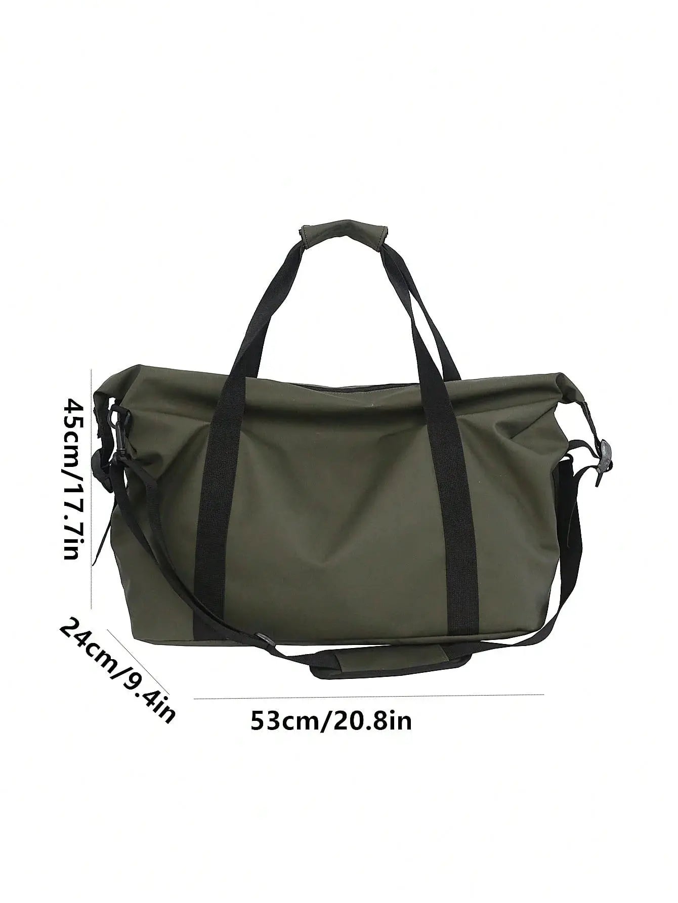 Handheld travel bag by Simples Market, olive green, large-capacity sports/fitness luggage with shoulder strap