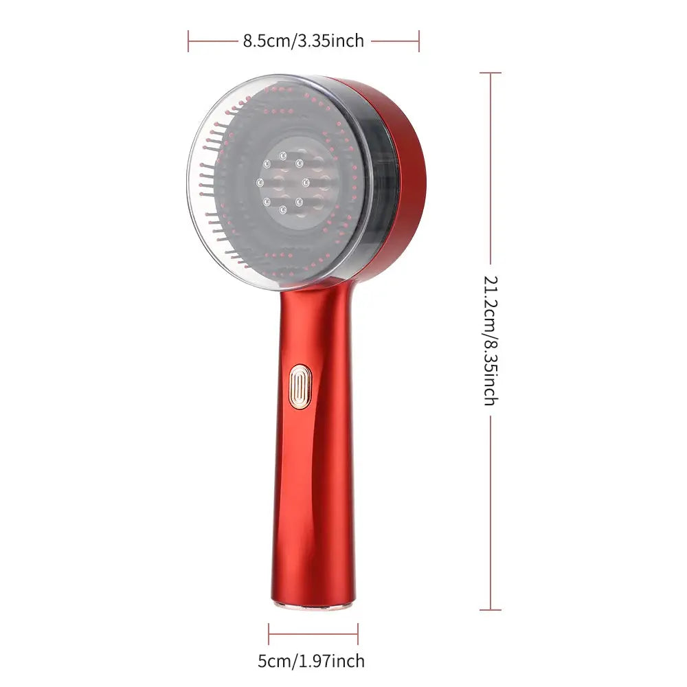 Simples Market red electric head massager with circular bristle head and red light for scalp care and hair growth