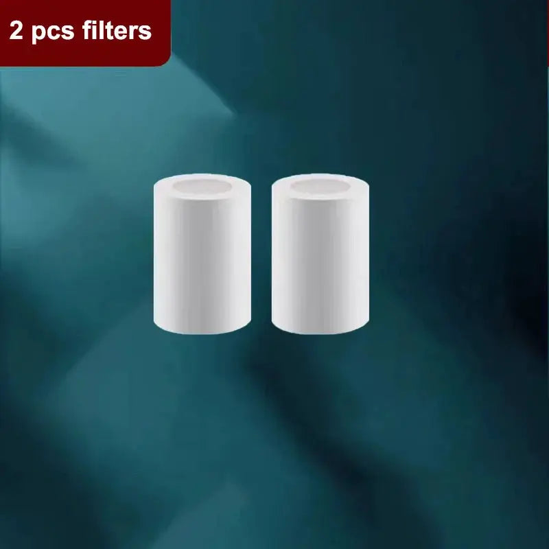 Two white cylindrical faucet filter cartridges, 2 pcs