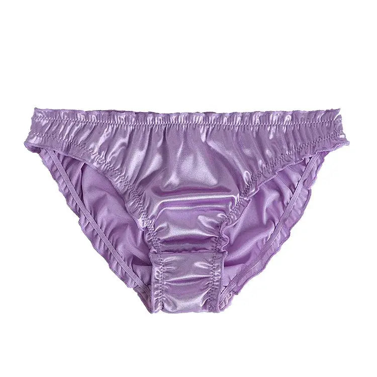 Women's lavender satin low-waist panties by Simples Market, breathable and comfortable briefs
