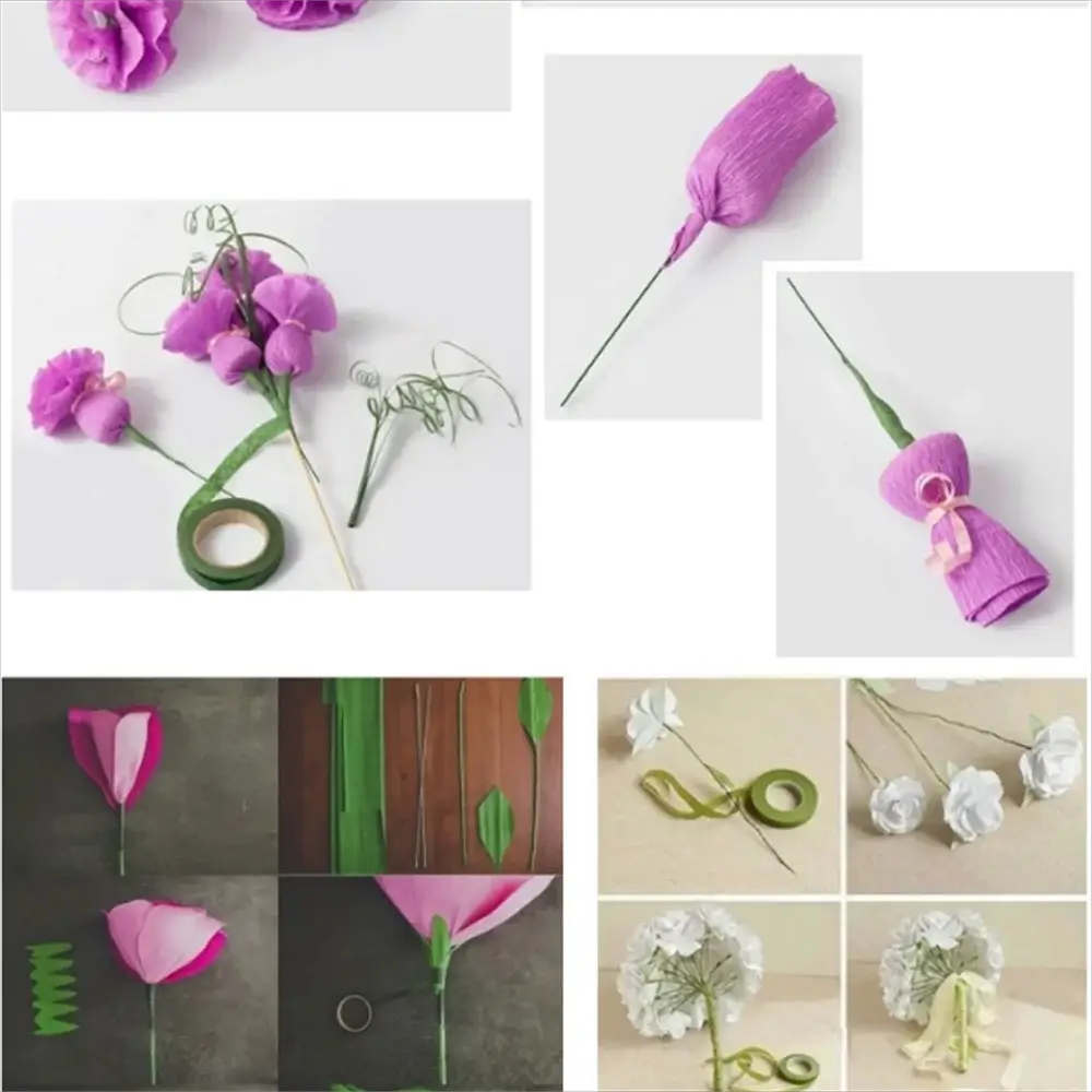 Green Flower Stem Sticks DIY Floral Material Handmade Wire Stem Self Adhesive Floriculture Tape Paper Tape For Bouquets