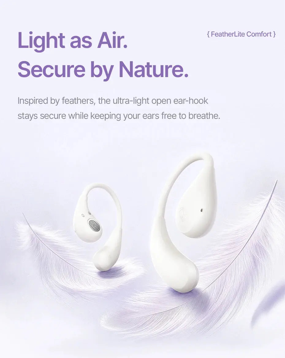 Baseus BF1 Lite open-ear sport wireless earbuds with earhooks, white
