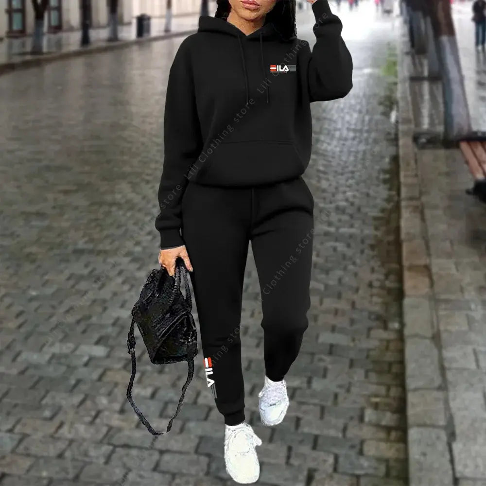 NovaFlex Womens Winter Fleece Tracksuit Two Piece Hoodie And Trousers Set Warmth And Stretchy Comfort For Streetwear