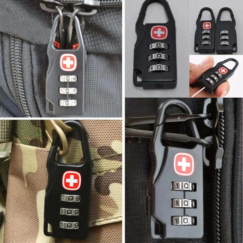 Simples Market mini four-dial combination padlock with red cross logo for luggage and cabinets