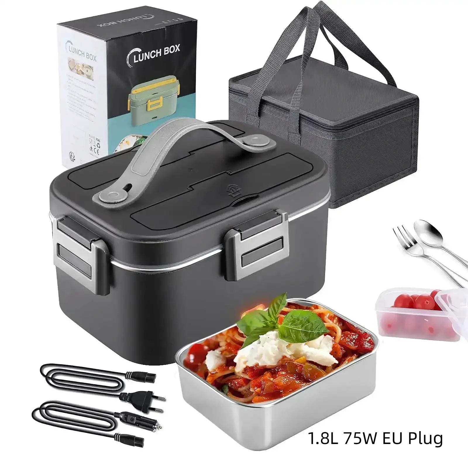 Homefish 1.8L Electric Lunch Box 75W Fast Heating Car And AC Heating Travel Office Home Use Gift With Insulated Handbag