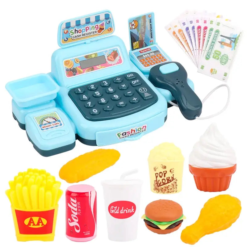Simulation Shopping Cashier Toy Set With Electronic Lights And Sounds For Supermarket Checkout Play
