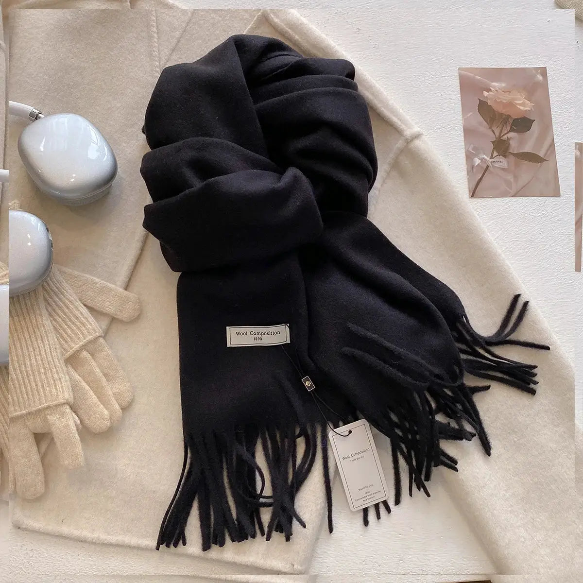 LuxeWeave 26 Color Winter Scarf for Women Long 175 Centimeters Premium Polyester with Tatting Weave Cozy Warmth