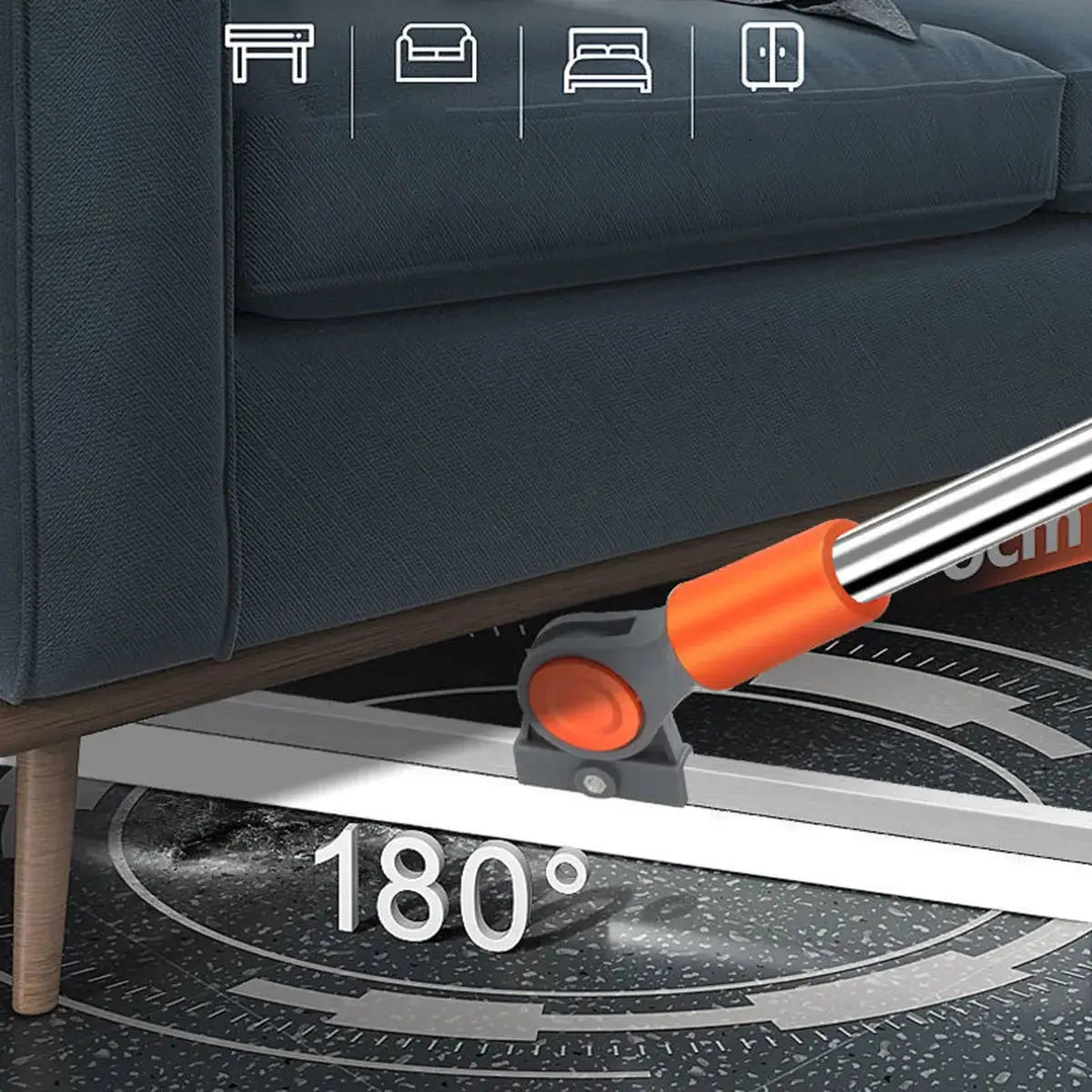 Simples Market silicone scraper broom with orange handle and 180° rotating head for floor cleaning