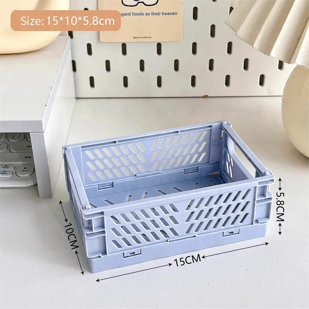 Collapsible Plastic Folding Storage Box Basket Desk Organizer For Home School Office Cosmetic And Accessories