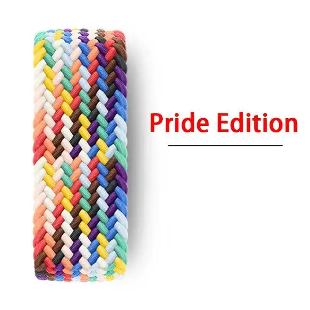 Simples Market Pride Edition braided Apple Watch band, rainbow woven strap