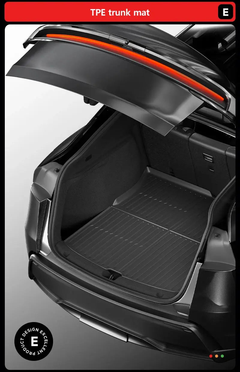 NovaAcc TPE trunk mat for Tesla Model Y/Model 3; all-weather black cargo liner for trunk area