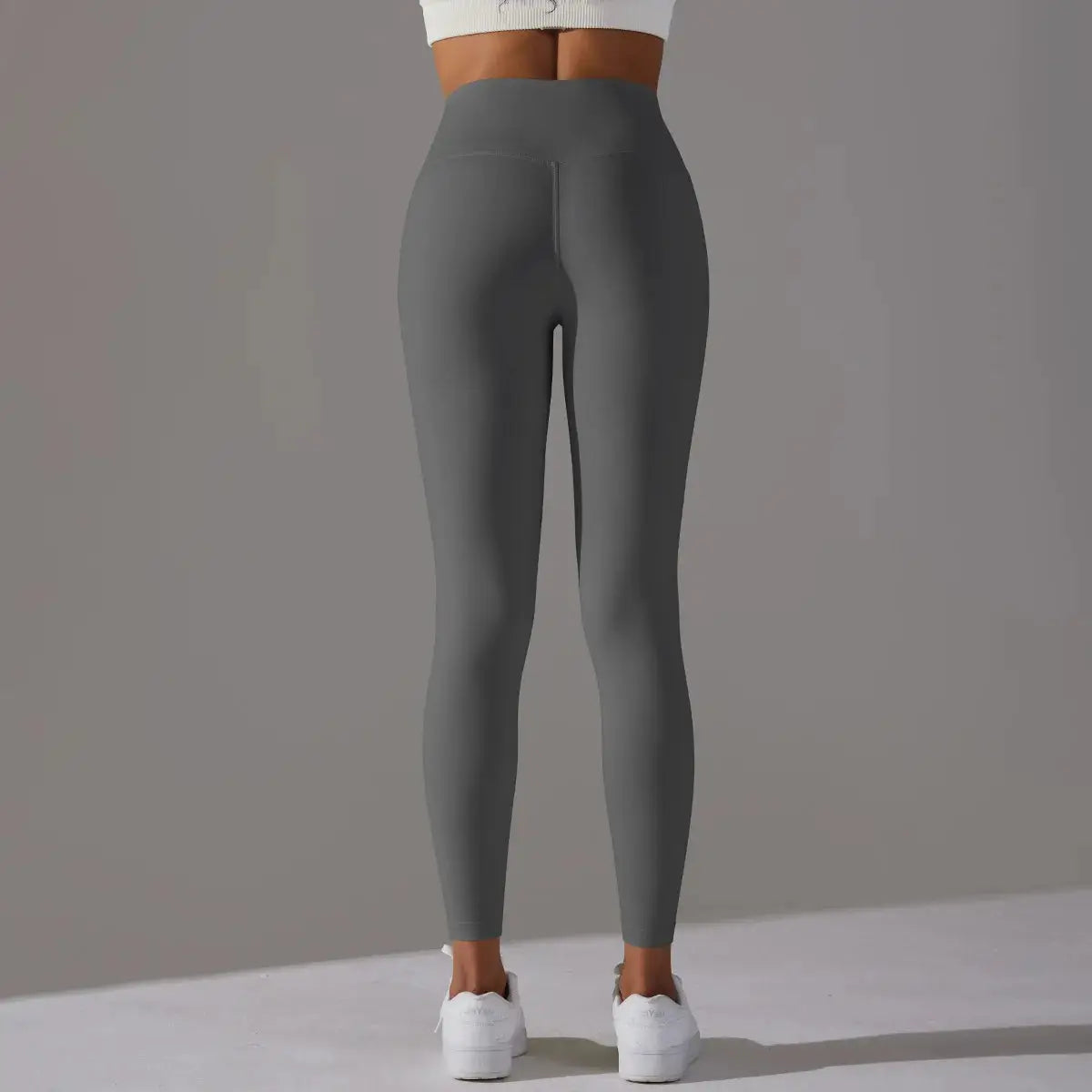 High-Waist Naked Feeling Leggings by Simples Market, women's gray gym tights for yoga and running