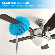 Simples Market microfiber ceiling fan duster with blue fluffy head on extendable pole up to 80cm, reusable cleaner