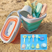 11 or 5 Piece Beach Sand Play Water Set With Folding Buckets for Kids Outdoor Sandbox Summer Toys