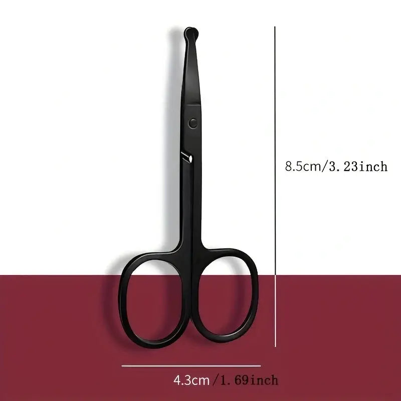 One Piece Silver Mirror Finish Round Head Nose Hair Scissors Stainless Steel Safety Tip