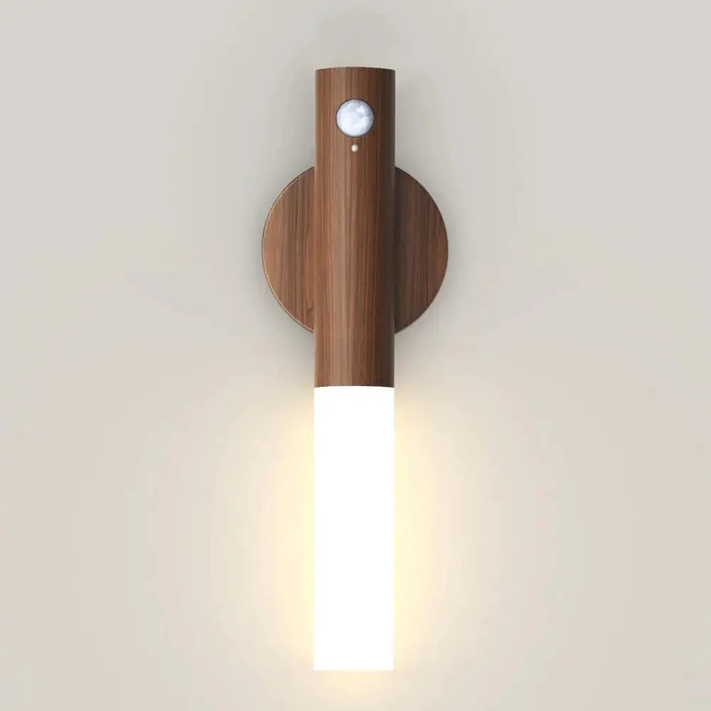 LumaWood Rechargeable Magnetic Wall Sconce Wireless Night Light With Motion And Daylight Sensors