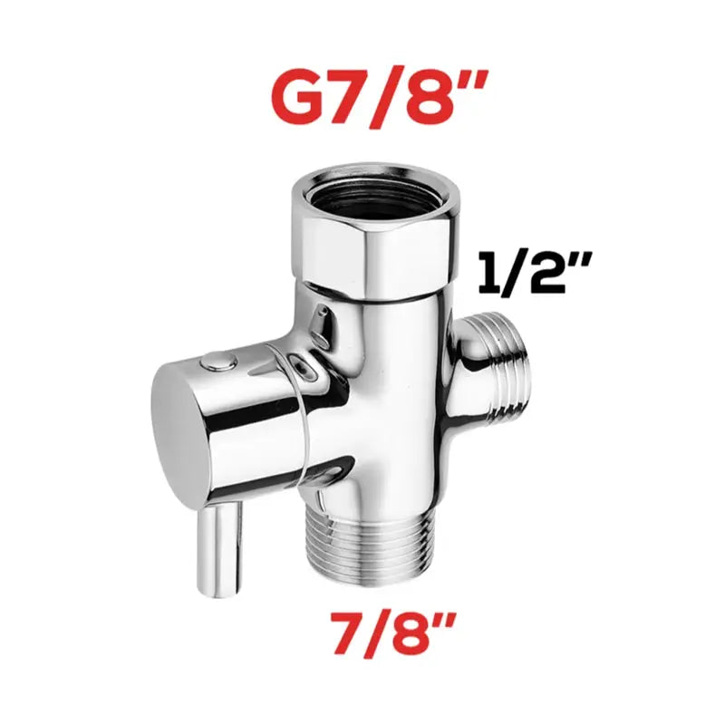 Bidet chrome T-adapter with shut-off valve, 3-way fittings for handheld toilet spray by Simples Market