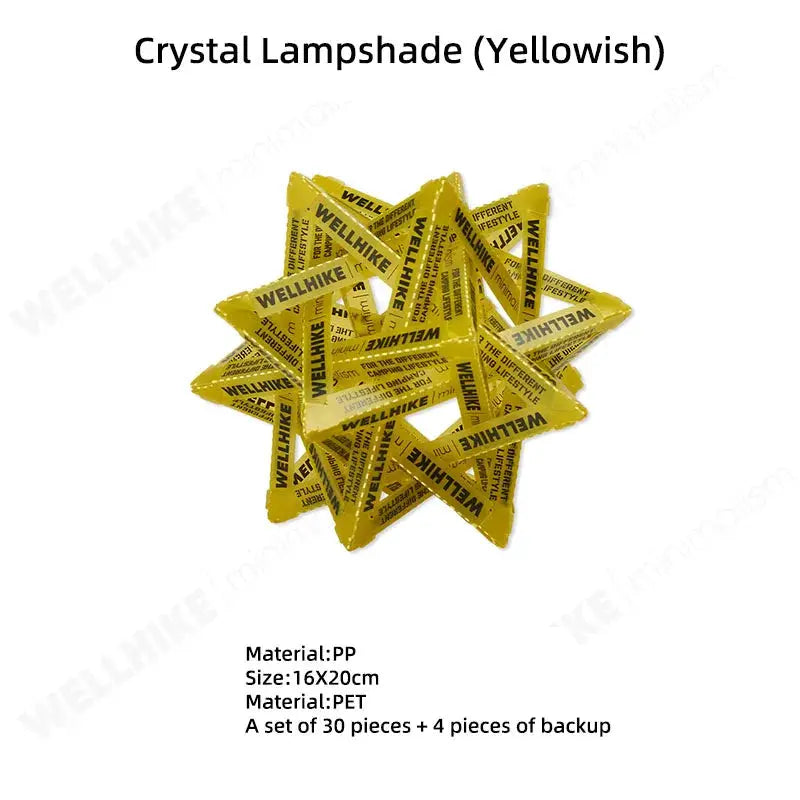 WELLHIKE yellow star camping lamp shade set for tents; 30 pieces + 4 backups, PP and PET