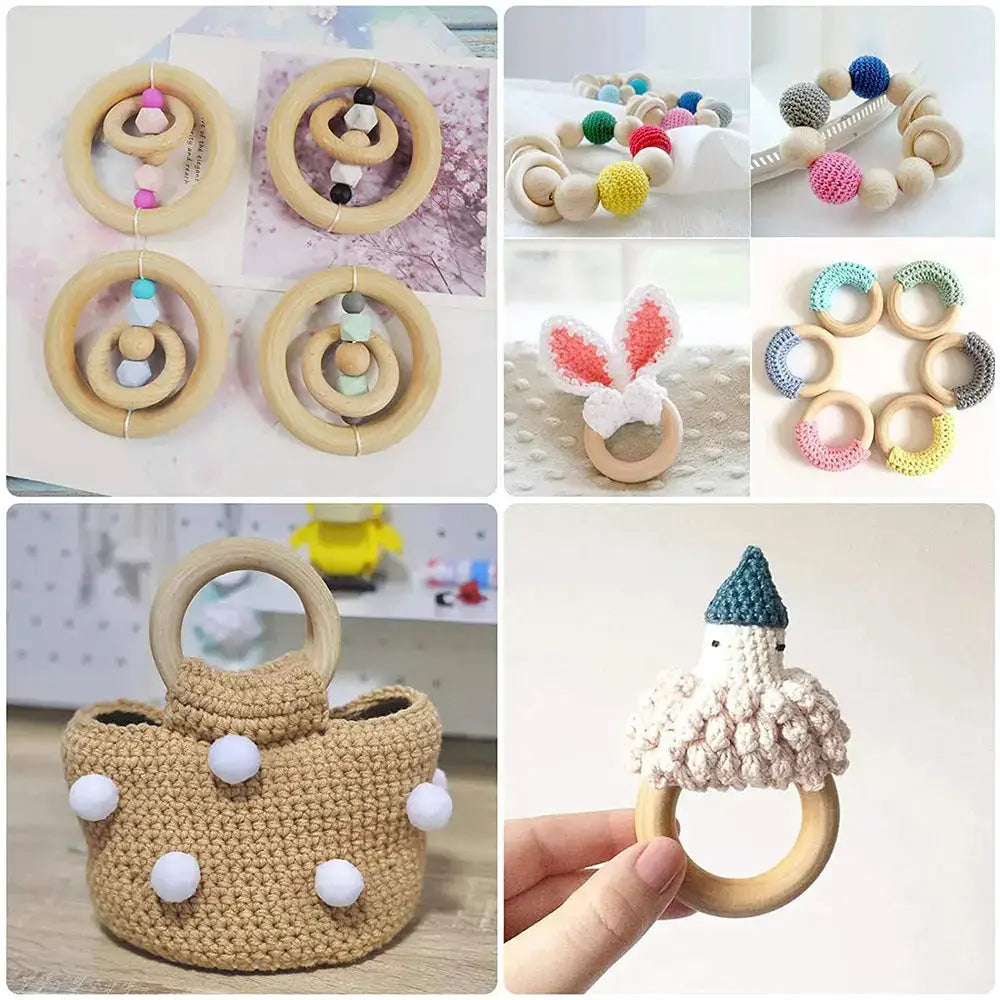 Unfinished Solid Wooden Rings 15 To 100mm Natural Wood Rings For Macrame DIY Crafts Wood Hoops Ornaments Jewelry Making