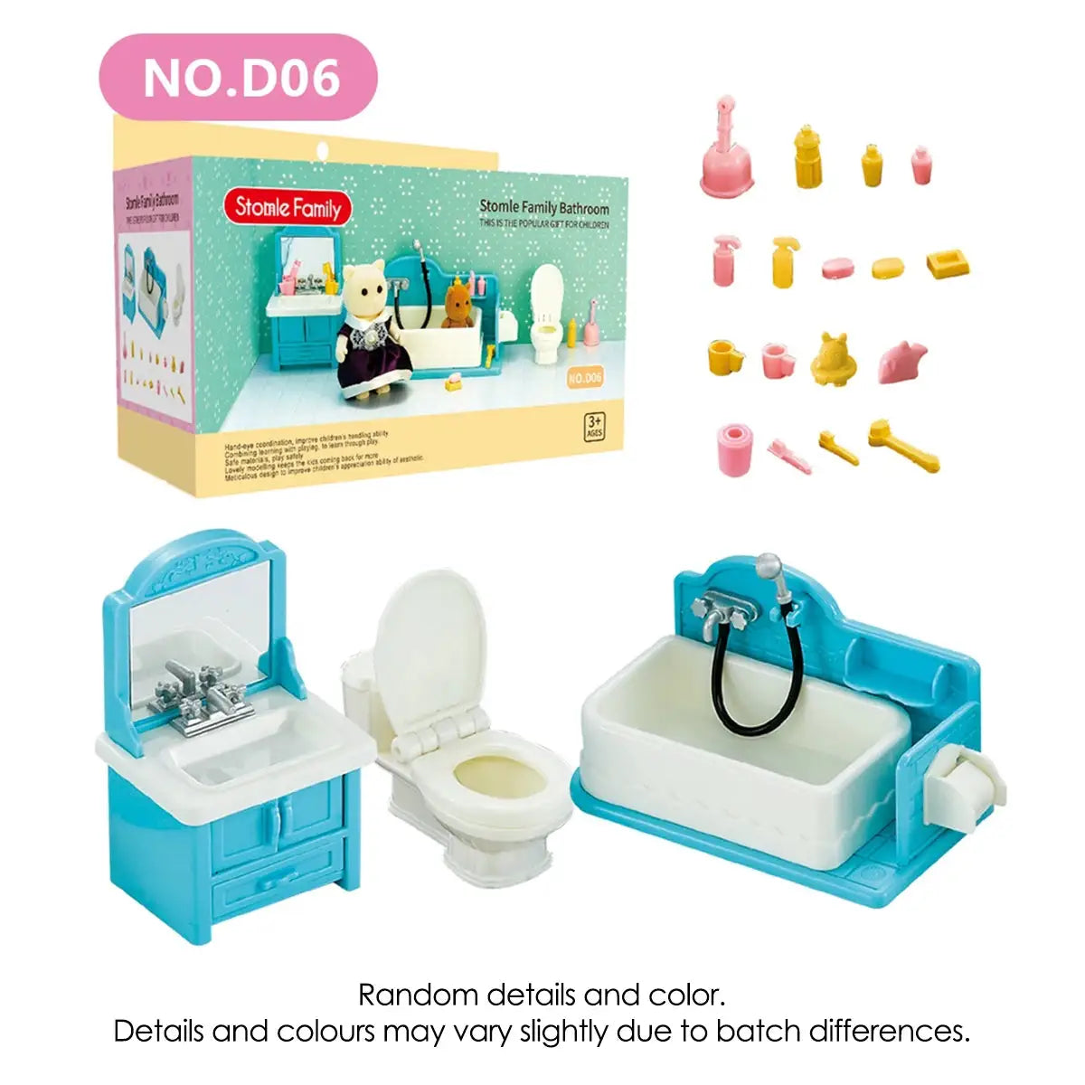 1:12 Scale Miniature Furniture Set Forest Family Kitchen Dining Table Dollhouse Accessories Pretend Play Gift for Girls