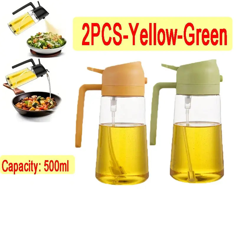 2 In 1 500ml Plastic Kitchen Oil Sprayer Bottle For Olive Oil Dispenser BBQ Baking Roasting