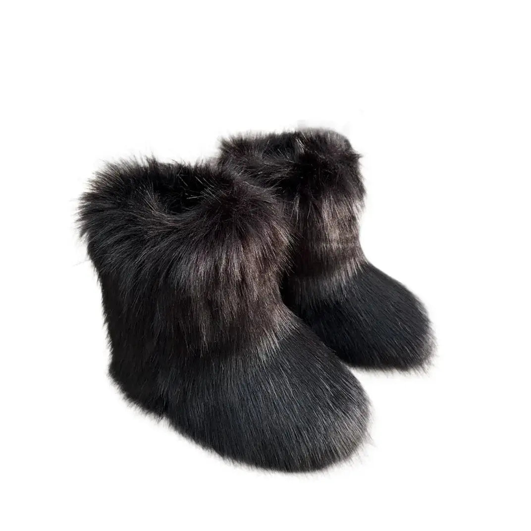 EverWarm Raccoon Fur Mid Calf Winter Snow Boots With Plush Insole And Short Plush Lining For All Day Warmth