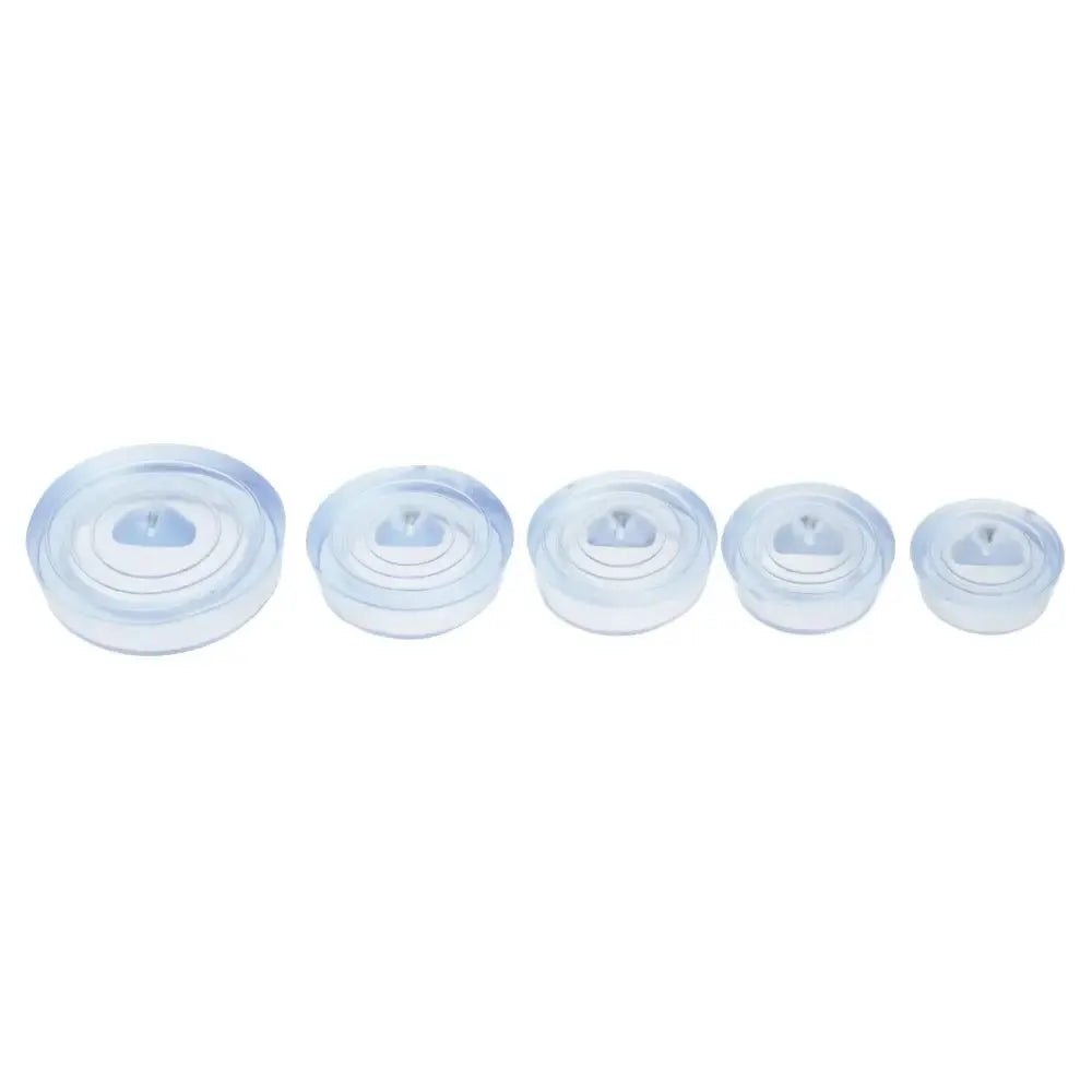 Simples Market round leakage-proof sink drain stoppers set in transparent blue, 5 sizes