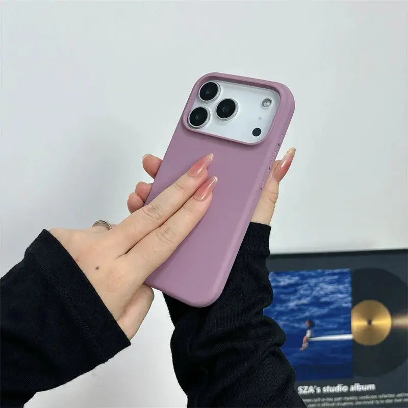 Magnetic liquid silicone phone case for iPhone 17 series with MagSafe, purple, protective, shockproof
