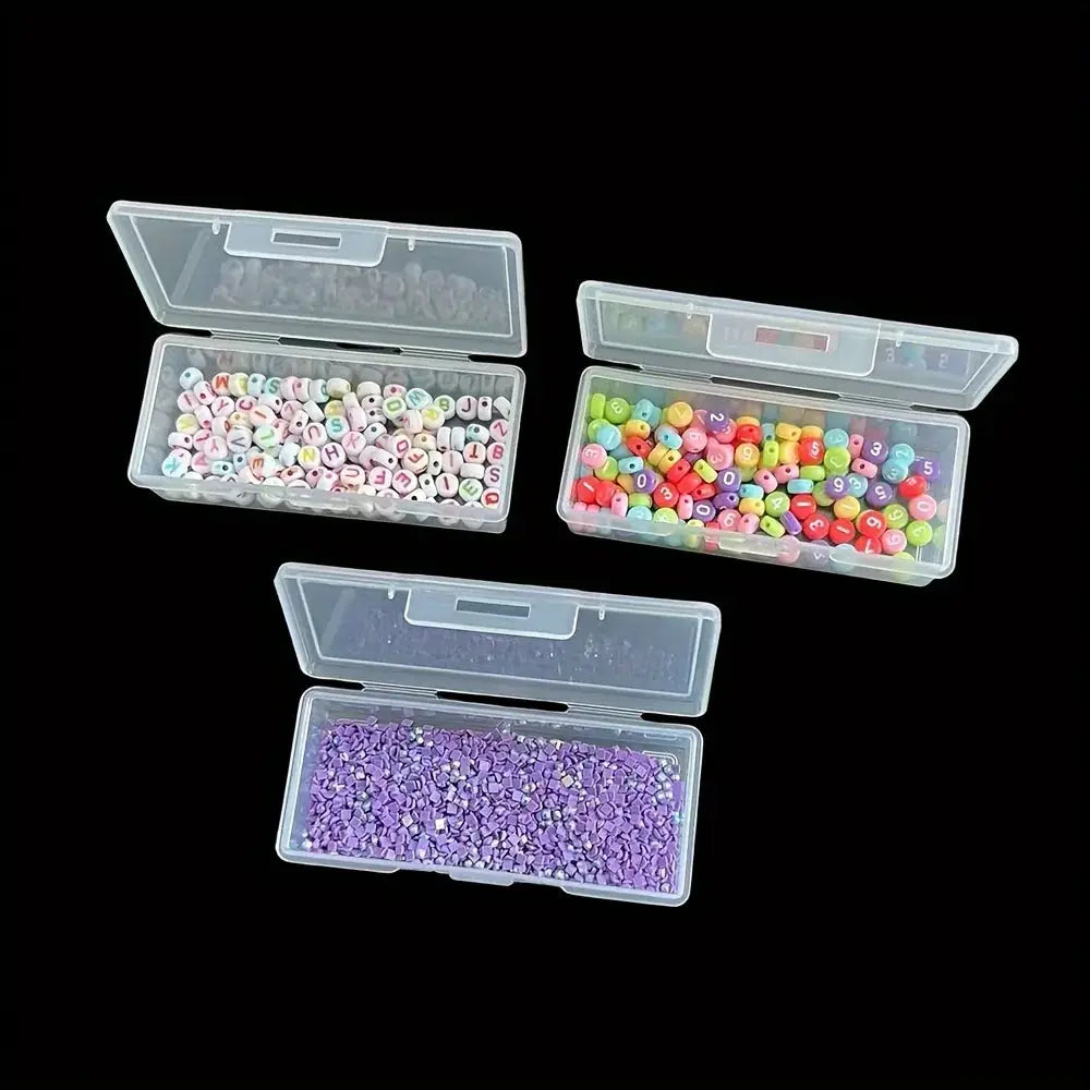 Clear Plastic Storage Organizer Box With 4 Adjustable Dividers For Craft And Sewing Supplies Removable Compartments