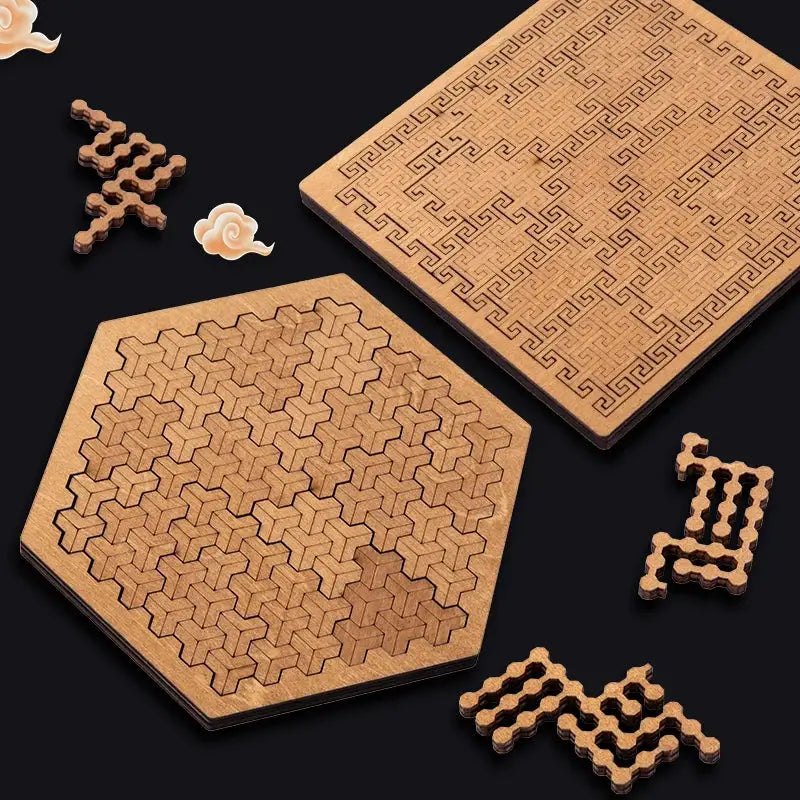 Impossible Wooden Puzzle For Adults Ten Level Eco Friendly Brain Teaser Jigsaw Tangram Board Game