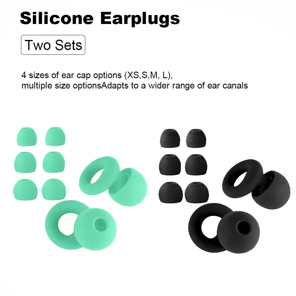 HUAK Quiet Ear Plugs Noise Reduction Reusable Hearing Protection 8 Soft Silicone Ear Tips XS S M L Sleep Swim Work
