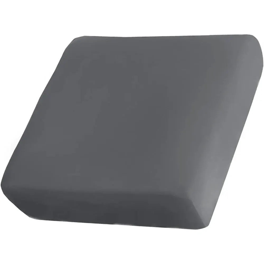 Outdoor elastic sofa cushion cover, solid gray, for garden patio replacement seat.