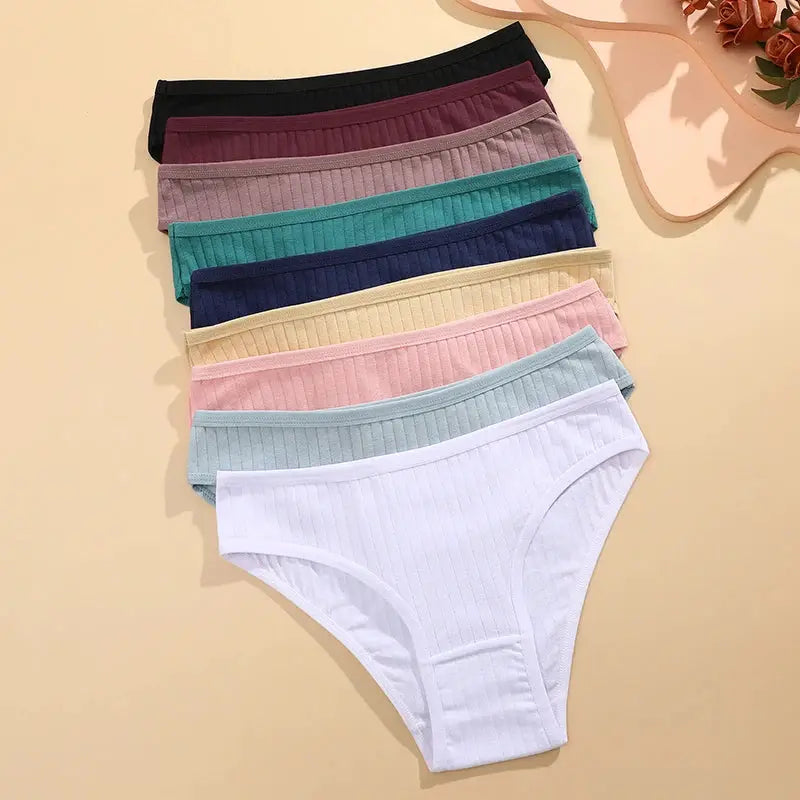 FINETOO 6-pair women's cotton ribbed briefs in assorted colors by Simples Market