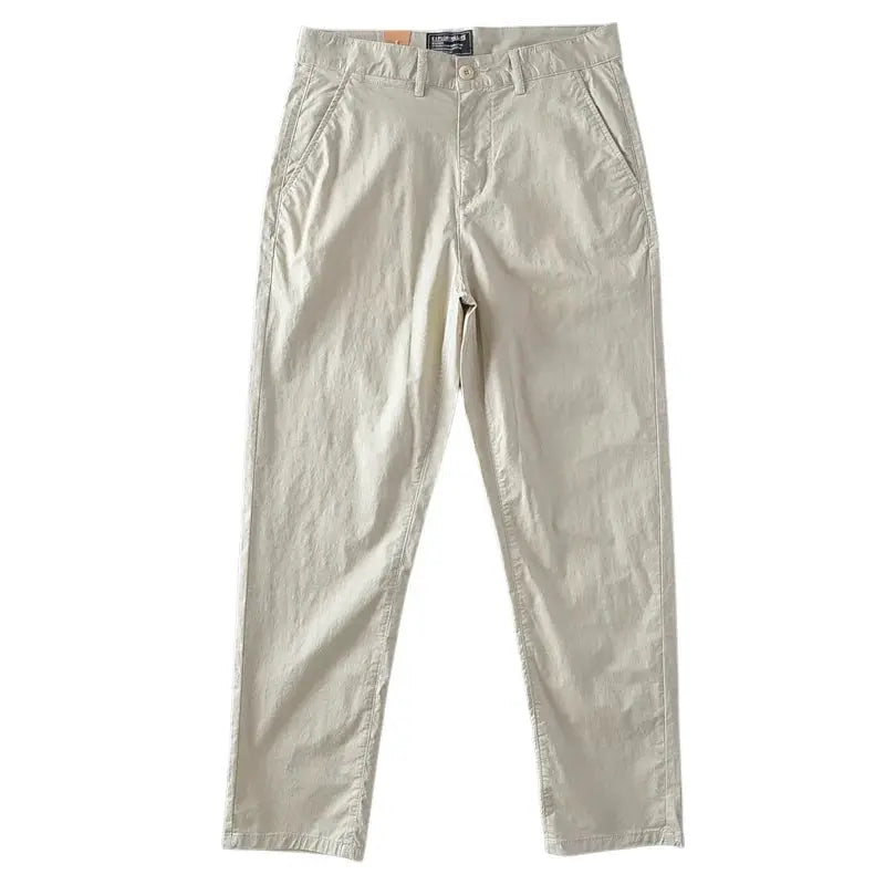 Chino pants for men by Simples Market, beige khaki, 97% cotton, slim straight casual style