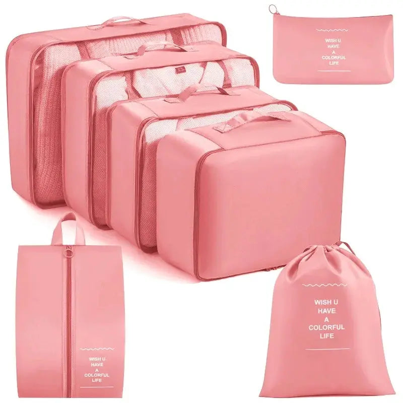 EcoVoyage Travel Storage Bag Set 7 8 9 Piece Eco Friendly Compression Packing Cubes For Clothes Shoes Toiletries