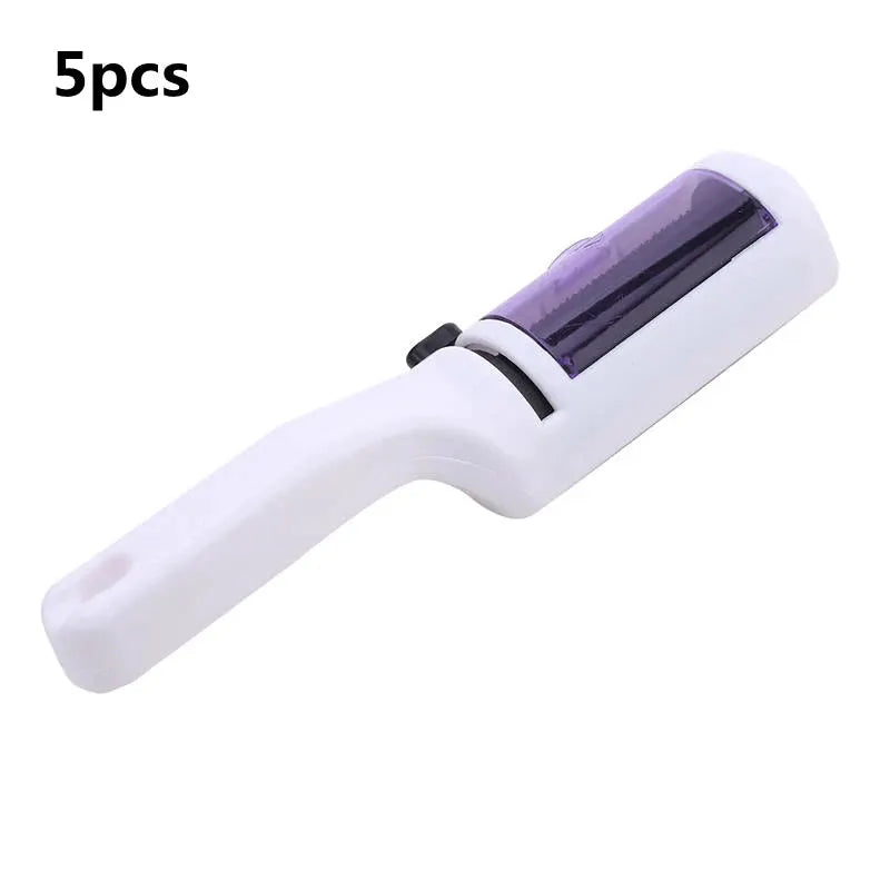 Electrostatic hair remover brush, white handle with purple roller, Simples Market, 5pcs