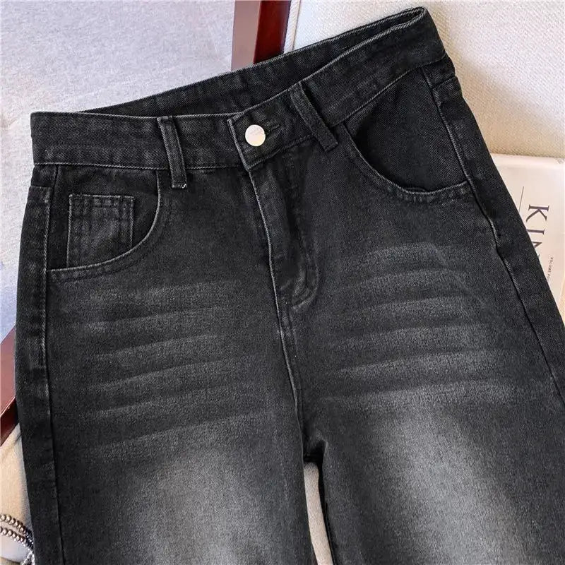Winter Thick Fleece Jeans Velvet Plush Denim Vintage Slim Trousers