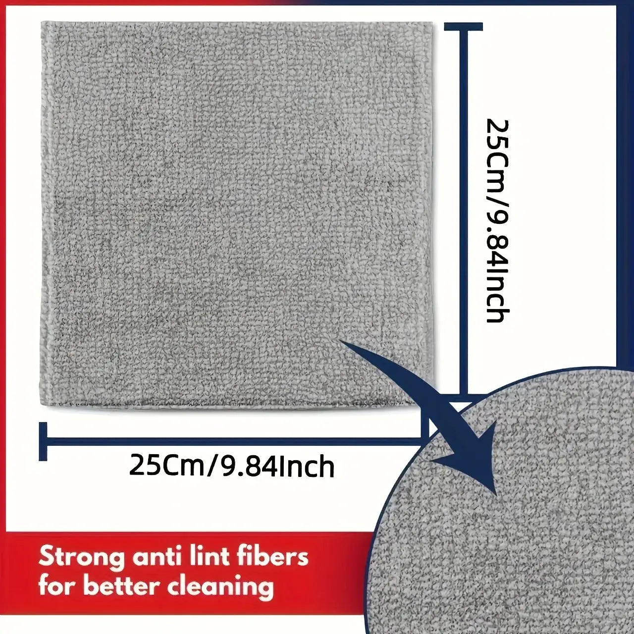 Simples Market gray microfiber cleaning cloth, 25 cm square, anti-lint fibers.