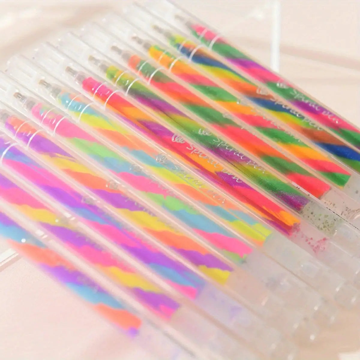Simples Market 6-piece glitter gel highlighter pen set with vibrant multicolor barrels and 1.2mm tips.