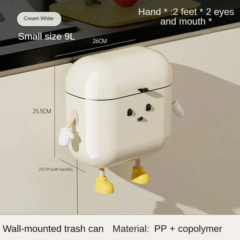Simples Market cream wall-mounted kitchen trash can with lid, 9L, PP+copolymer