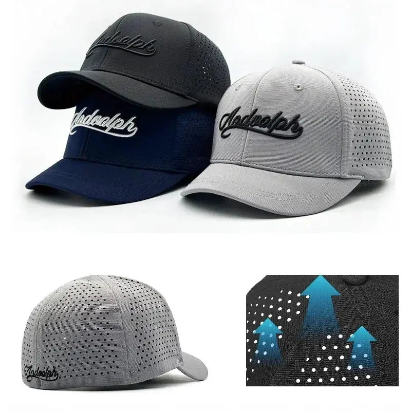 Big Head Hat Back Closed 5cm Short Brim Baseball Cap For Men Mesh Fitted Stretchy Full Closed Caps 56-60cm 61-65cm