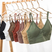 Kit of women's seamless bras on a hanger in assorted colors; cotton, padded, breathable
