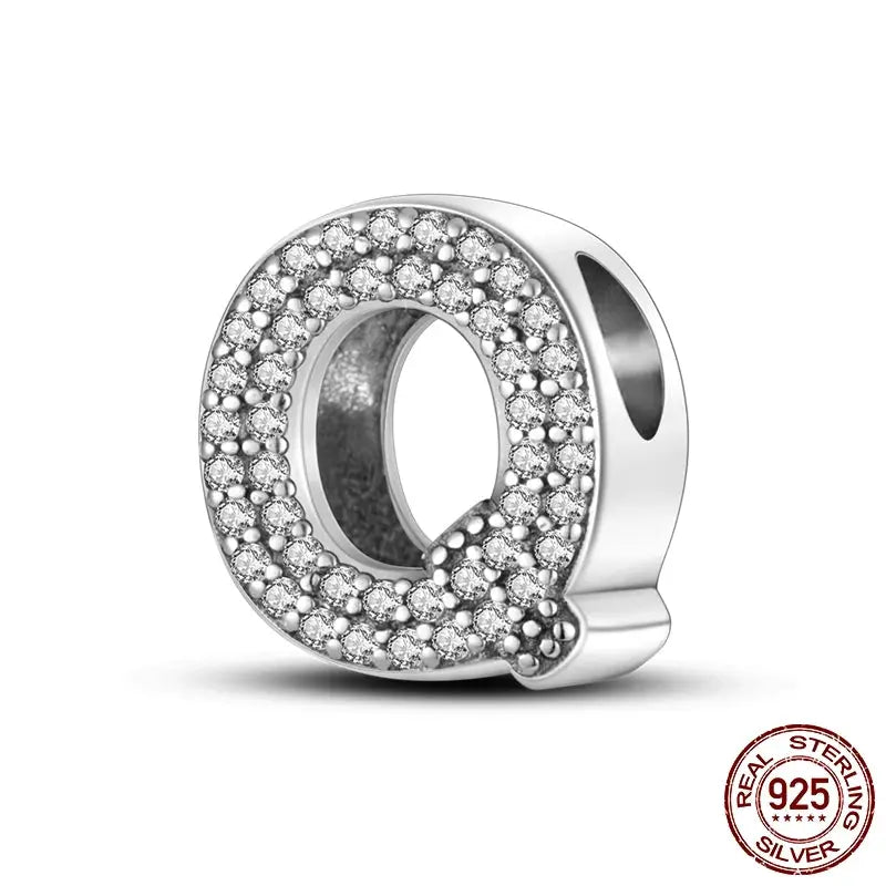 26 Alphabet Beads A To Z 925 Sterling Silver Love Charm Fit Original Bangle Charms Bracelet CZ Zircon Jewelry