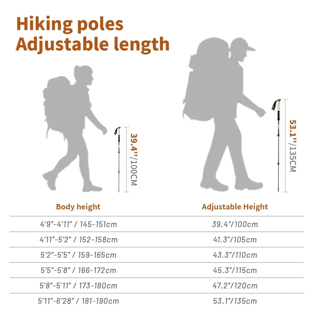 Naturehike Ultralight Carbon Fiber Trekking Poles 2 Pack Folding Telescopic Walking Sticks For Hiking And Climbing