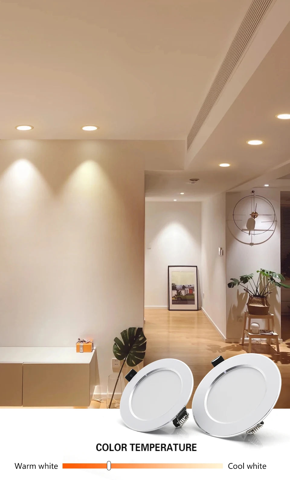 Simples Market 10-pack LED recessed round downlights, 220V, white finish for bedroom and living room decor
