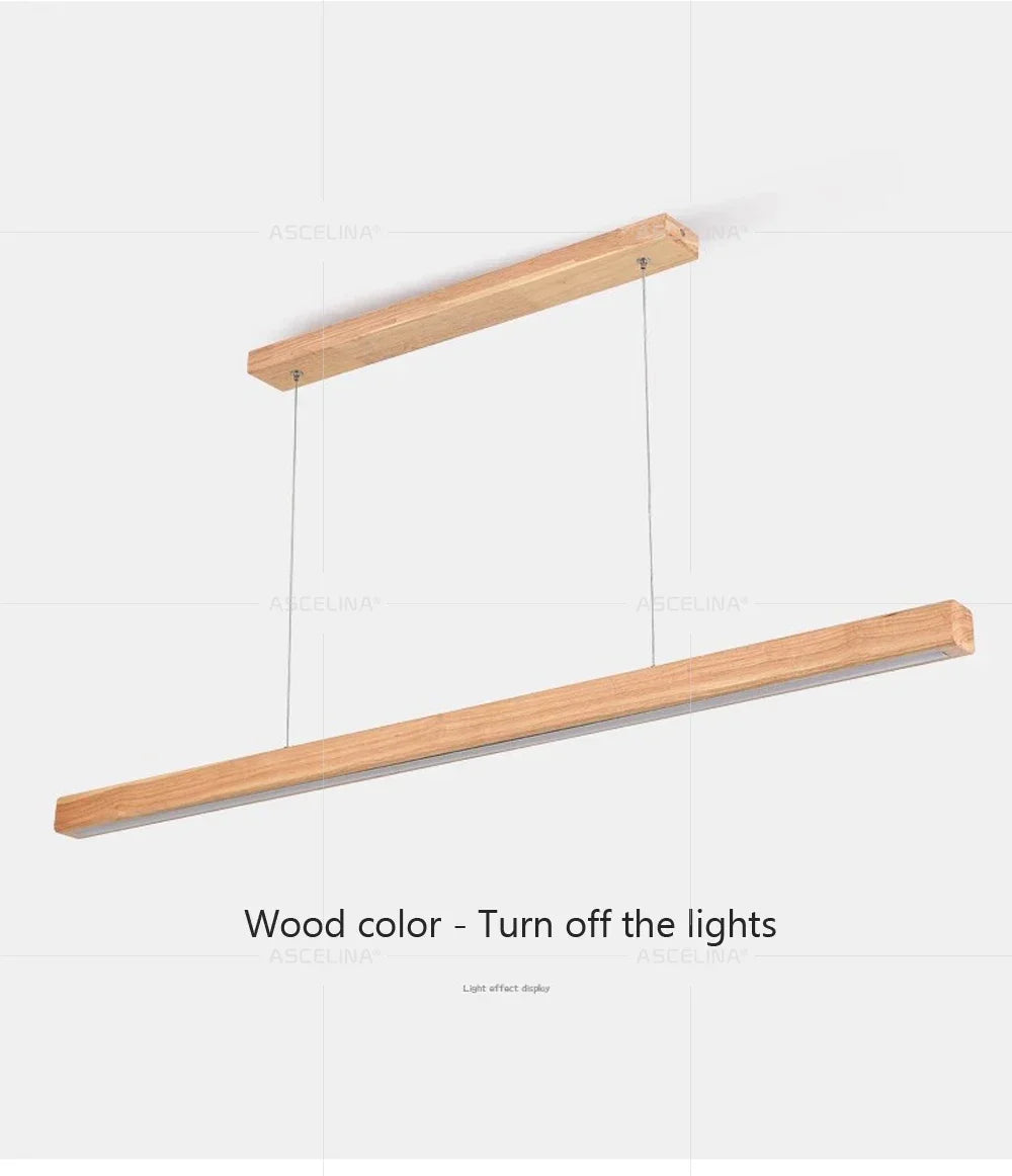 DAMIASMIL LED pendant light, wood long-strip design, dining room chandelier by Simples Market