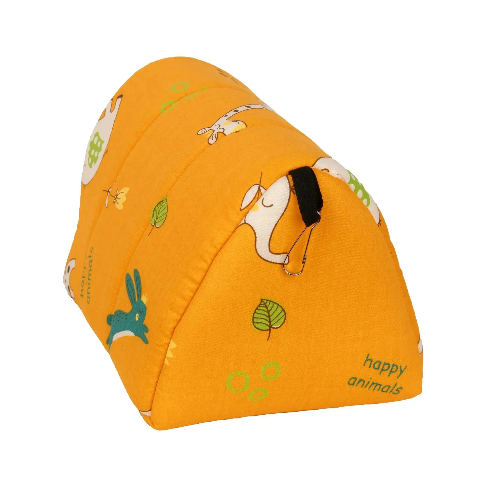1pc small animal hanging bed by Simples Market, orange fabric with cute bird print and leaves