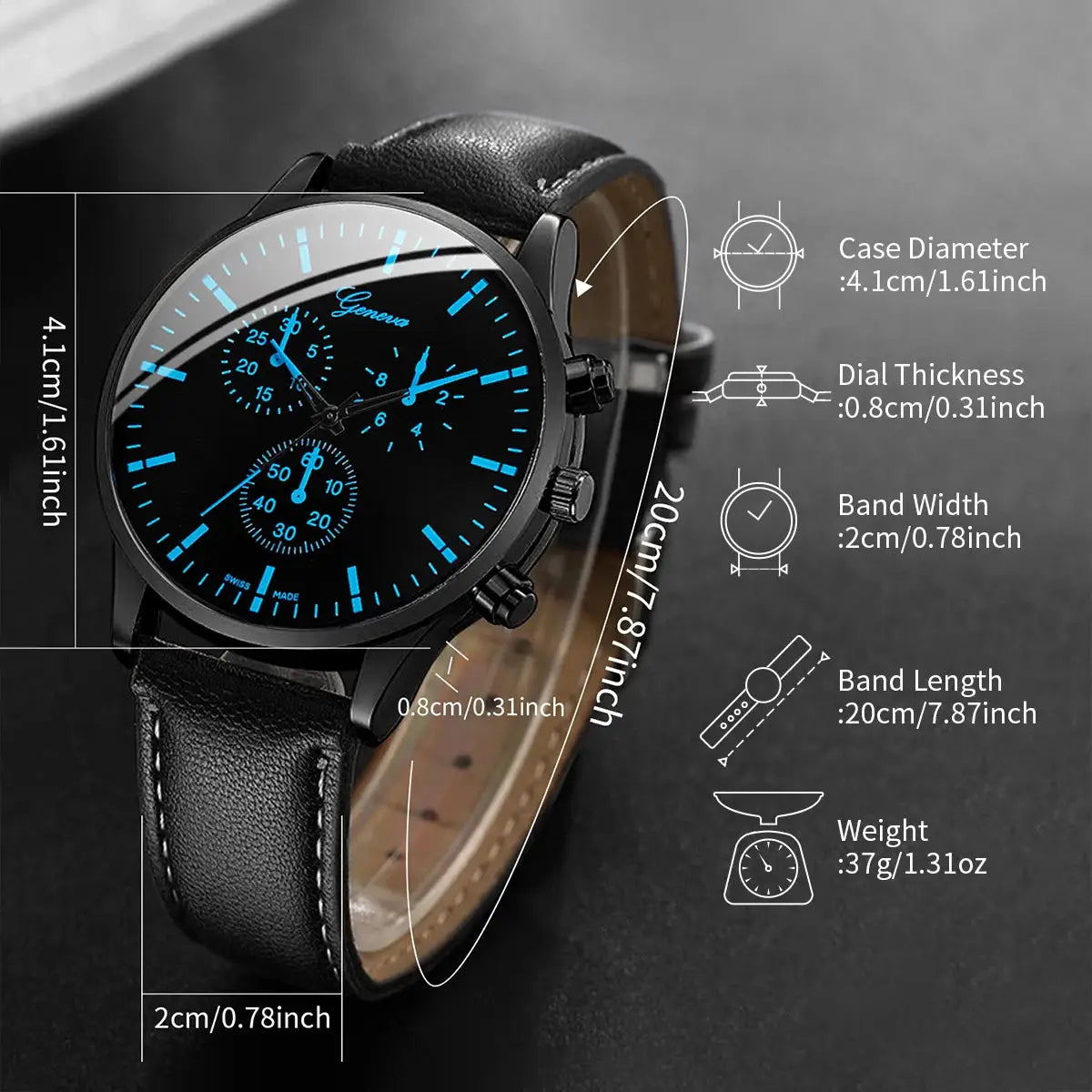Nova 3 Piece Mens Analog Quartz Watch Set With Leather Bracelet And Necklace Included For Versatile Business Casual Wear