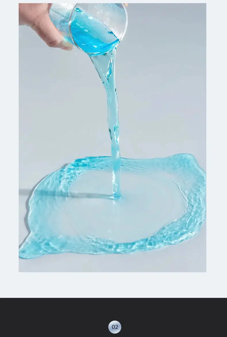 Pillowcase by Simples Market, solid blue waterproof fabric demonstrated with pouring liquid