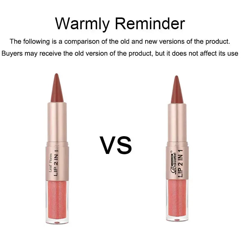 2 In 1 Lip Liner And Gloss Pen Nude Brown Gradient Matte Lip Liner Waterproof Contour Lip Gloss